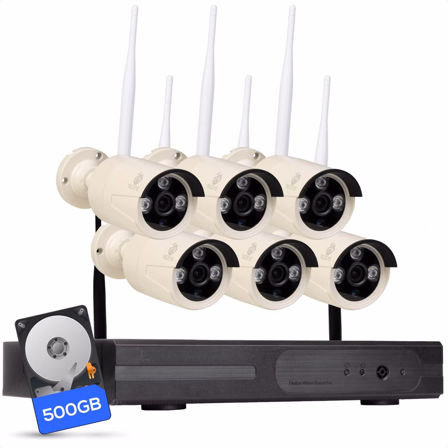 Kit di 6 telecamere di sicurezza da esterno con Wi-Fi e 500 GB di memoria