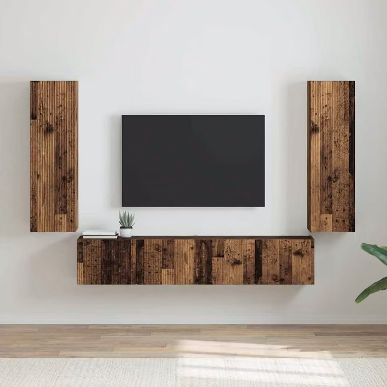 Set di 2 mobili TV da parete vidaXL in legno ingegnerizzato color marrone con finitura opaca