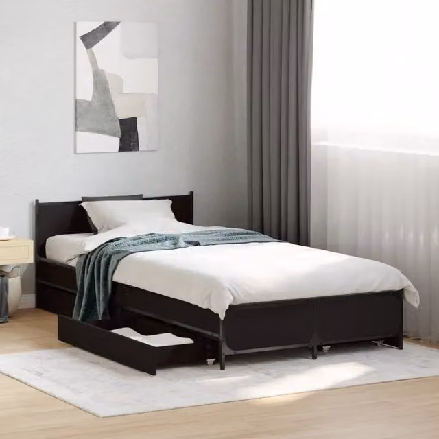 Giroletto con cassetti vidaXL in legno e metallo nero opaco L: 193 cm, P: 78 cm, H: 56,5 cm