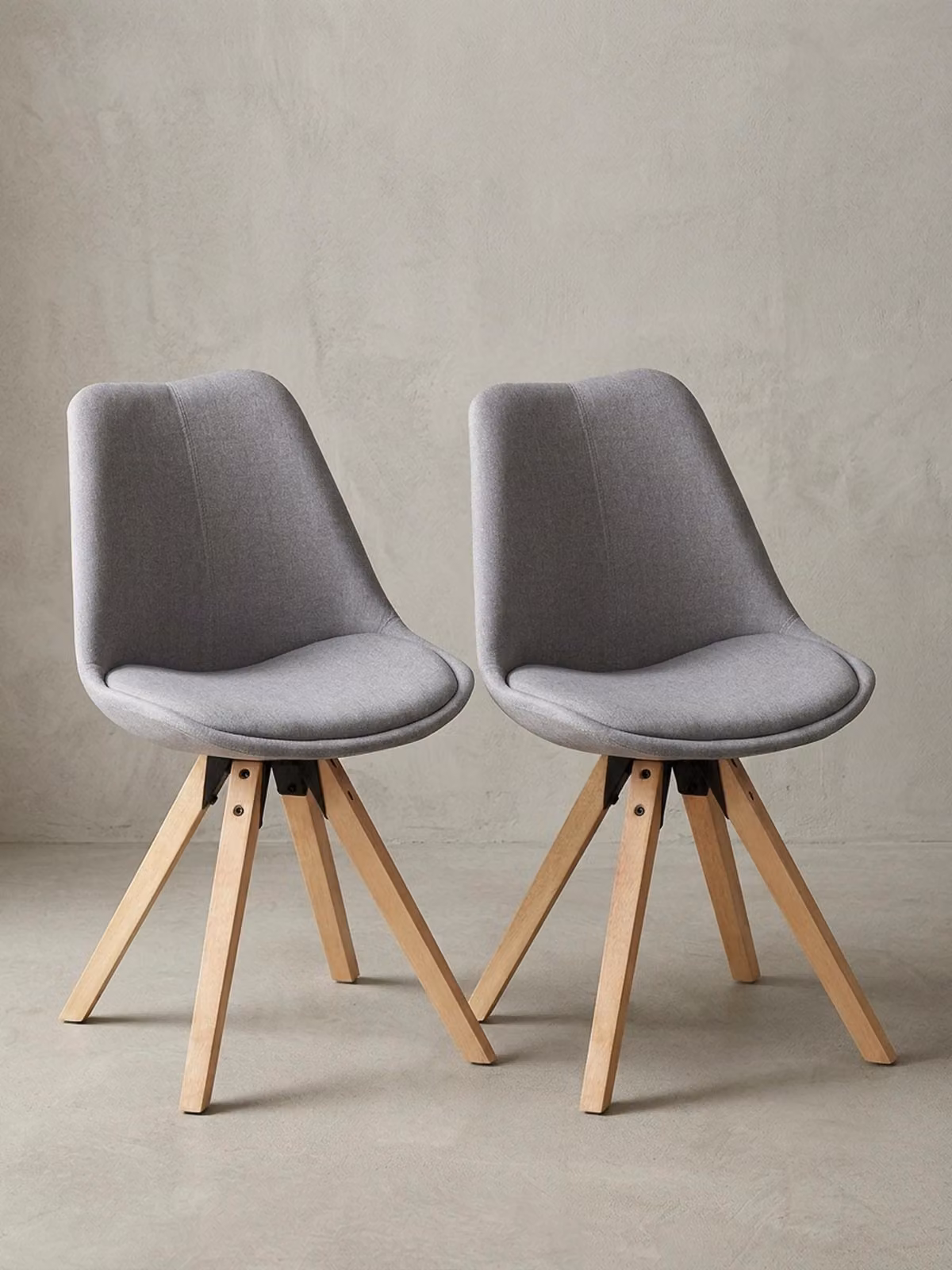 Set da 2 sedie da pranzo retrò LIMA, grigio chiaro, imbottite, rivestimento in tessuto, schienale di design, sedie da cucina imbottite