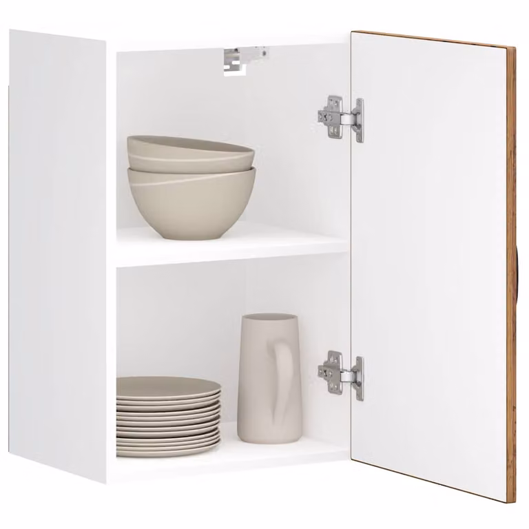 Pensile da cucina moderno vidaXL Kalmar in legno marrone e bianco con ante a battente e ripiani interni L/P/H: 60 x 31 x 40 cm