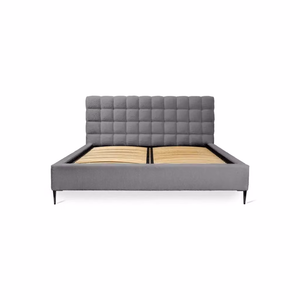 Letto MILLIO Meublorama in tessuto bouclé grigio antracite con rete inclusa L/P/H: 225 x 160 x 112 cm – 2