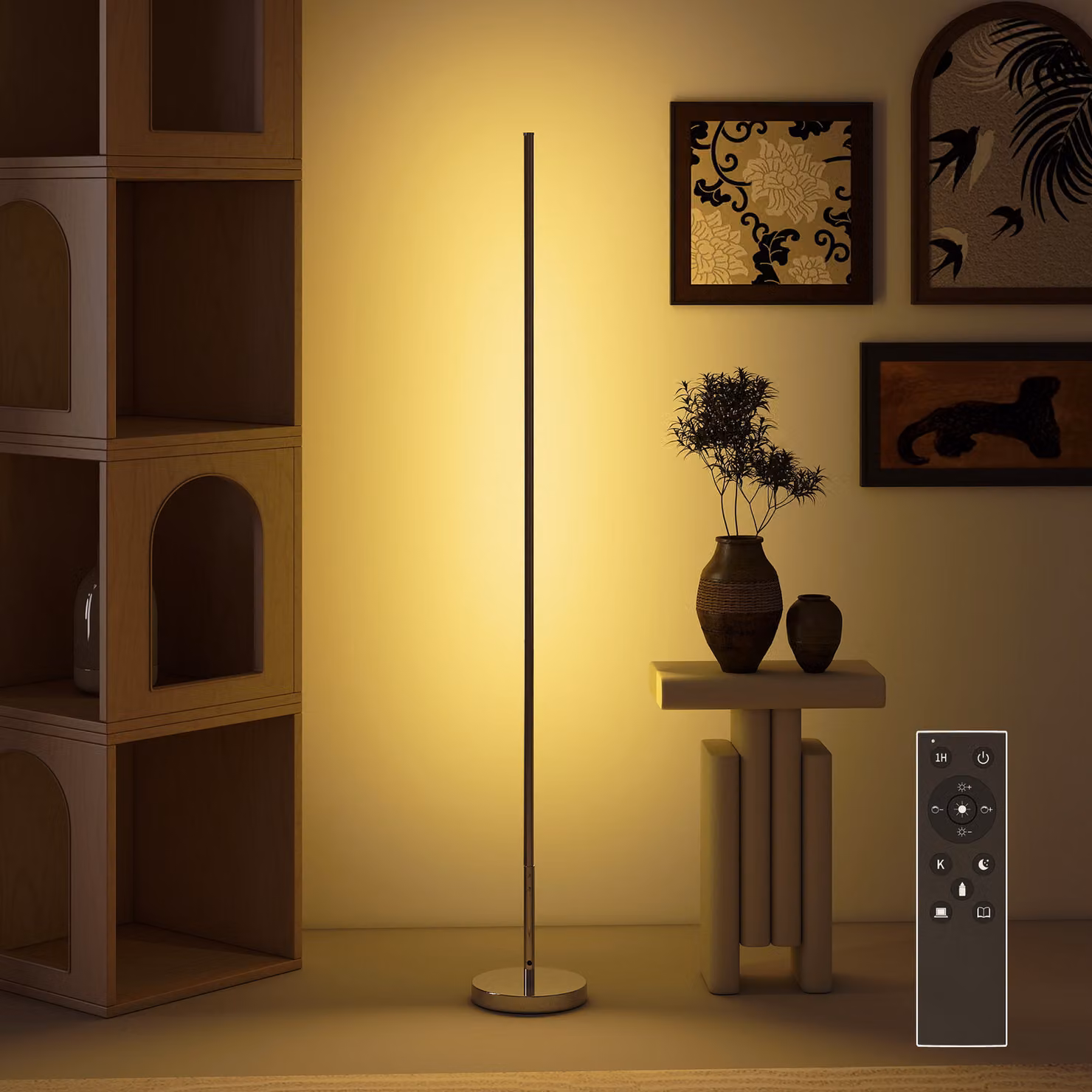 Lampada da terra LED HOMCOM con telecomando e temperatura colore regolabile, Argento, Altezza: 150 cm – 2