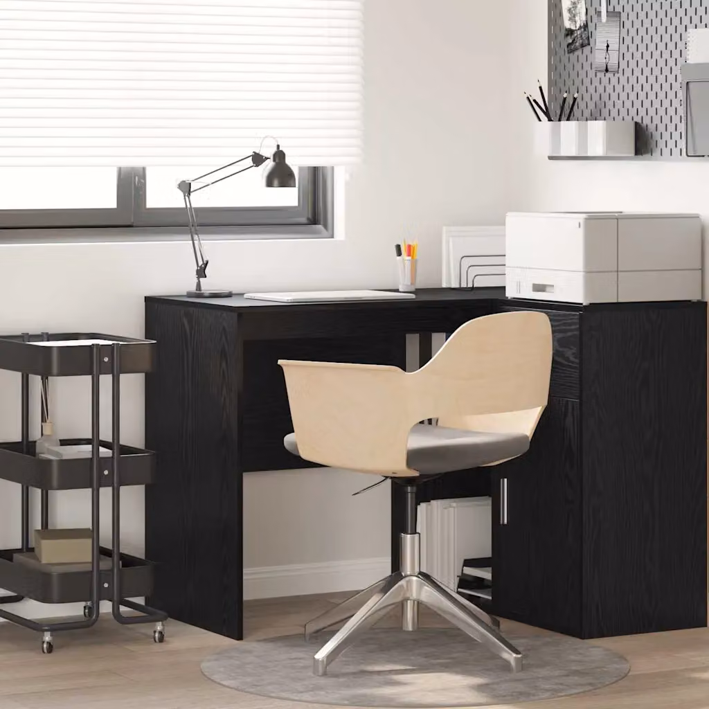 Scrivania moderna vidaXL in legno ingegnerizzato rovere nero L: 102 cm, P: 50 cm, H: 75 cm