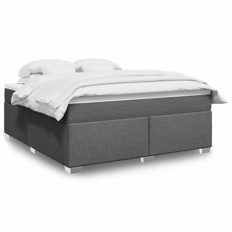 vidaXL Giroletto a Molle con Materasso Ibrido in Tessuto Grigio e Bianco, L/P: 180 x 200 cm