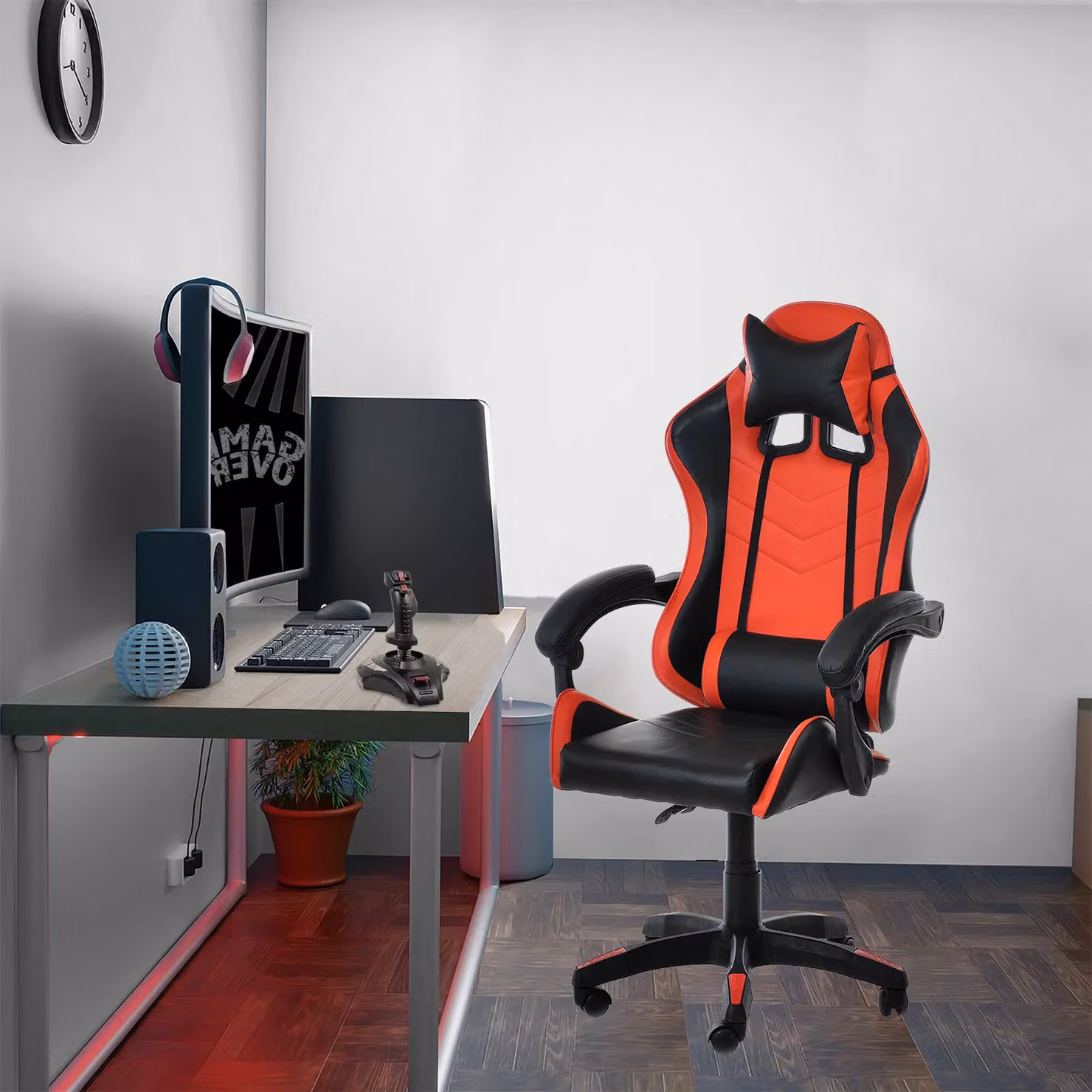 Poltrona Gaming Vestiamo Casa in ecopelle rossa e nera con poggiatesta e braccioli – 2