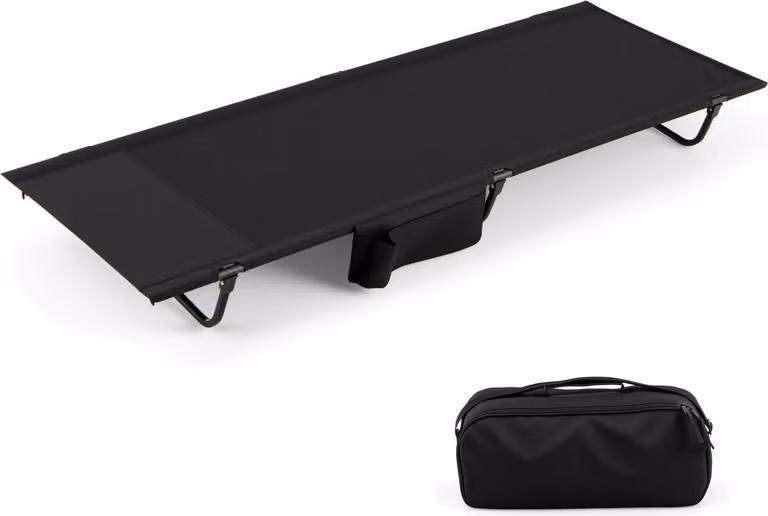 Lettino da campeggio ultraleggero con tasca laterale, 193x70x18 cm