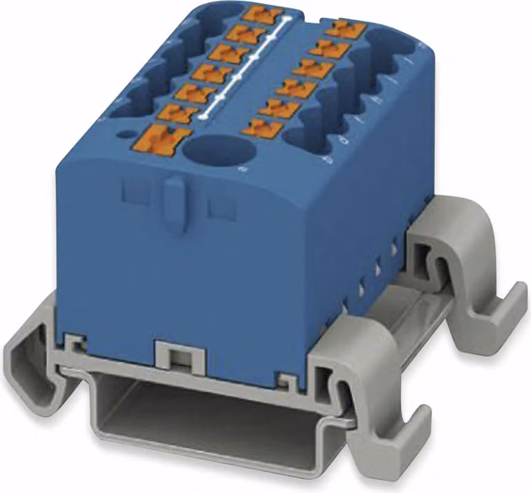 Blocco di distribuzione 0,14-4qmm, blu - Morsettiera di alimentazione 24A PTFIX6/12X2,5NS35ABU