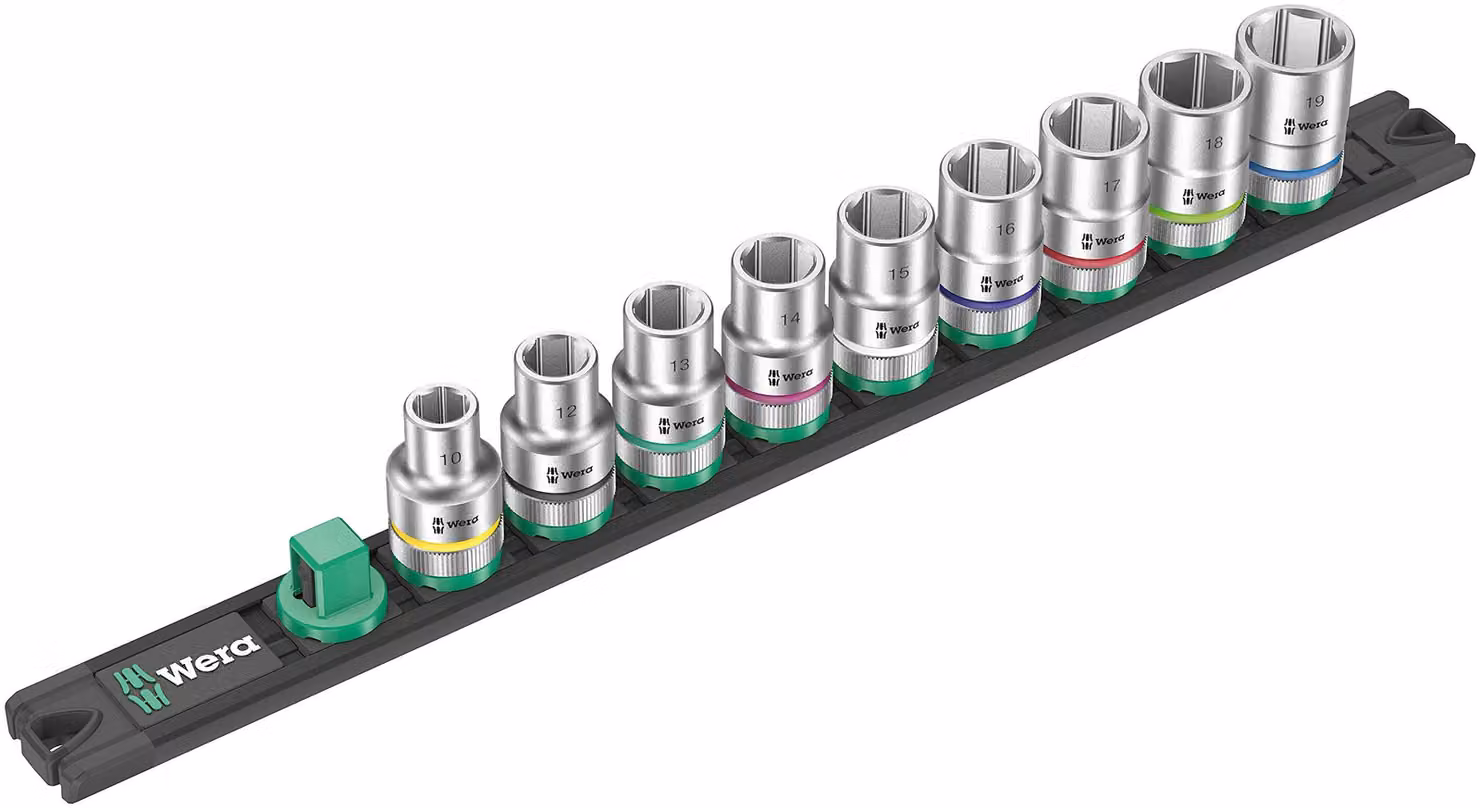 Barra magnetica per bussole C 4 Set di bussole Zyklop, 1/2" drive, 9 pezzi