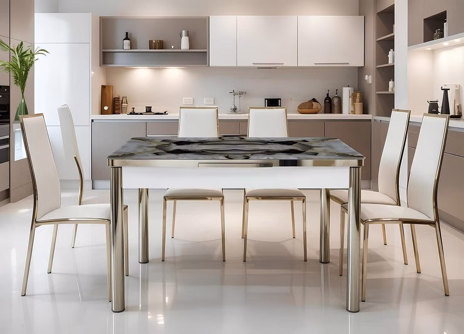 Tavolo da pranzo rettangolare, moderno, confortevole, elegante