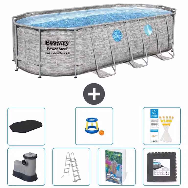 Bestway Power Steel, piscina ovale - 549x274x122 cm - composta da 6 parti, modello S525