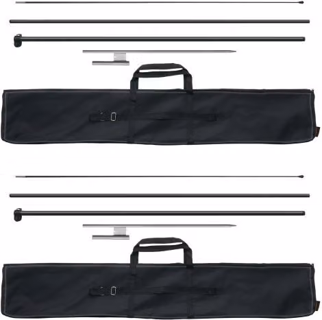 Kit di 2 aste portabandiera VEVOR in fibra di vetro e alluminio da 388,5 cm con picchetti da terra e borsa per il trasporto, colore nero