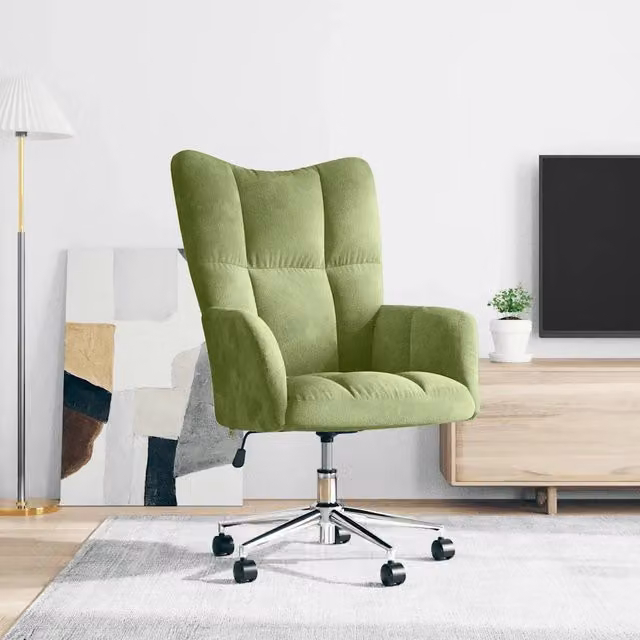 Sedia Relax Moderna VIDAXL in Velluto Verde con Ruote e Rotazione a 360 Gradi L/P/H: 46 x 61,5 x 110 cm