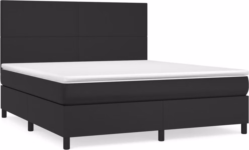 Giroletto a Molle con Materasso Nero 180x200 cm in Pelle finta