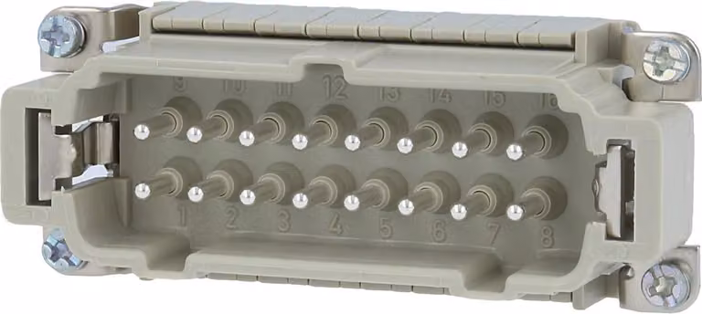 HARTING Han 16ESS inserto maschio (M) doppio connettore a molla con gabbia, 16 poli + PE 500 V, 16 A - 1 pezzo