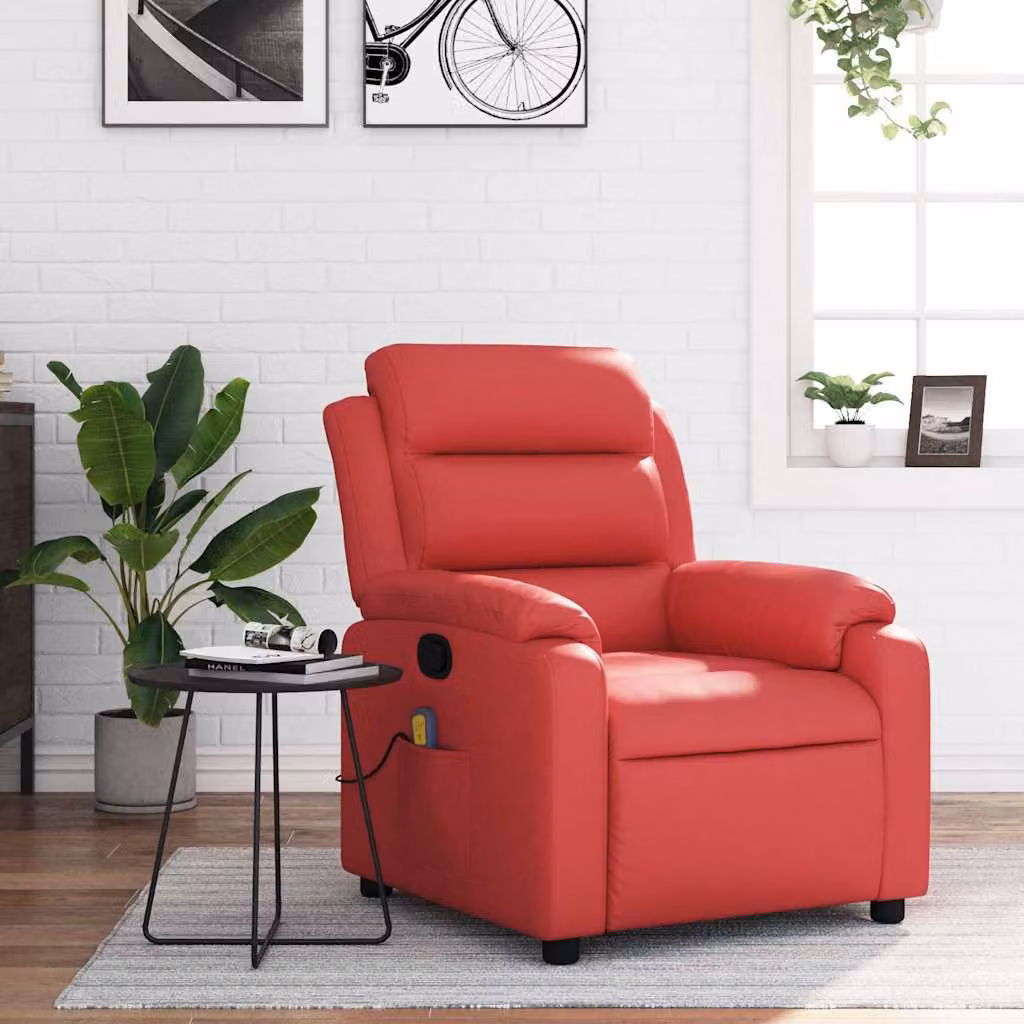 vidaXL Poltrona Relax Reclinabile Rossa in Similpelle con Braccioli