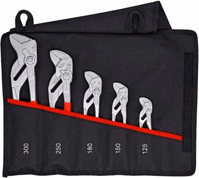 Set di 5 pinze e chiavi Knipex 00 19 55 S4 in acciaio, colore rosso, con borsa in poliestere