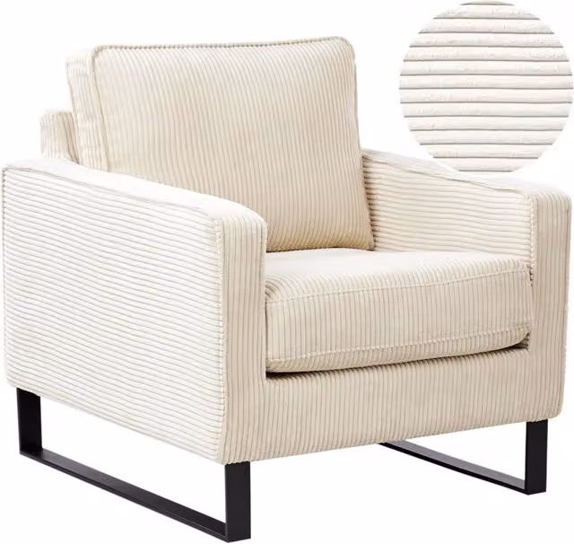 Poltrona in velluto a coste beige chiaro Soggiorno stile Moderno contemporaneo