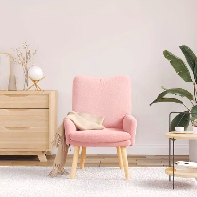 Divano Sedia-Poltrona Rosa 63 x 67 x 94 cm Tessuto di Pecora e Plywood