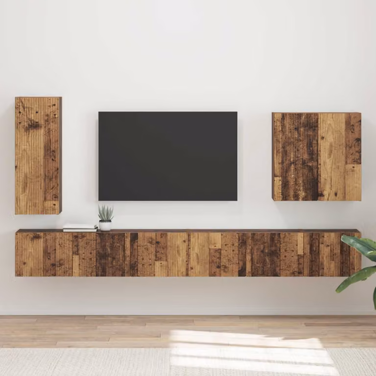 Set di 6 mobiletti da TV a parete vidaXL in legno marrone stile moderno
