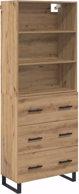 Set di 2 Credenze Madia e Buffet da pranzo in Legno Rovere e Metallo, Design Moderno, Colore Marrone, L: 180 cm, H: 69,5 cm, P: 32,5 cm – 1