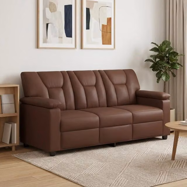 Divano moderno vidaXL in similpelle marrone con struttura in metallo L: 191 cm, P: 85 cm, H: 93 cm
