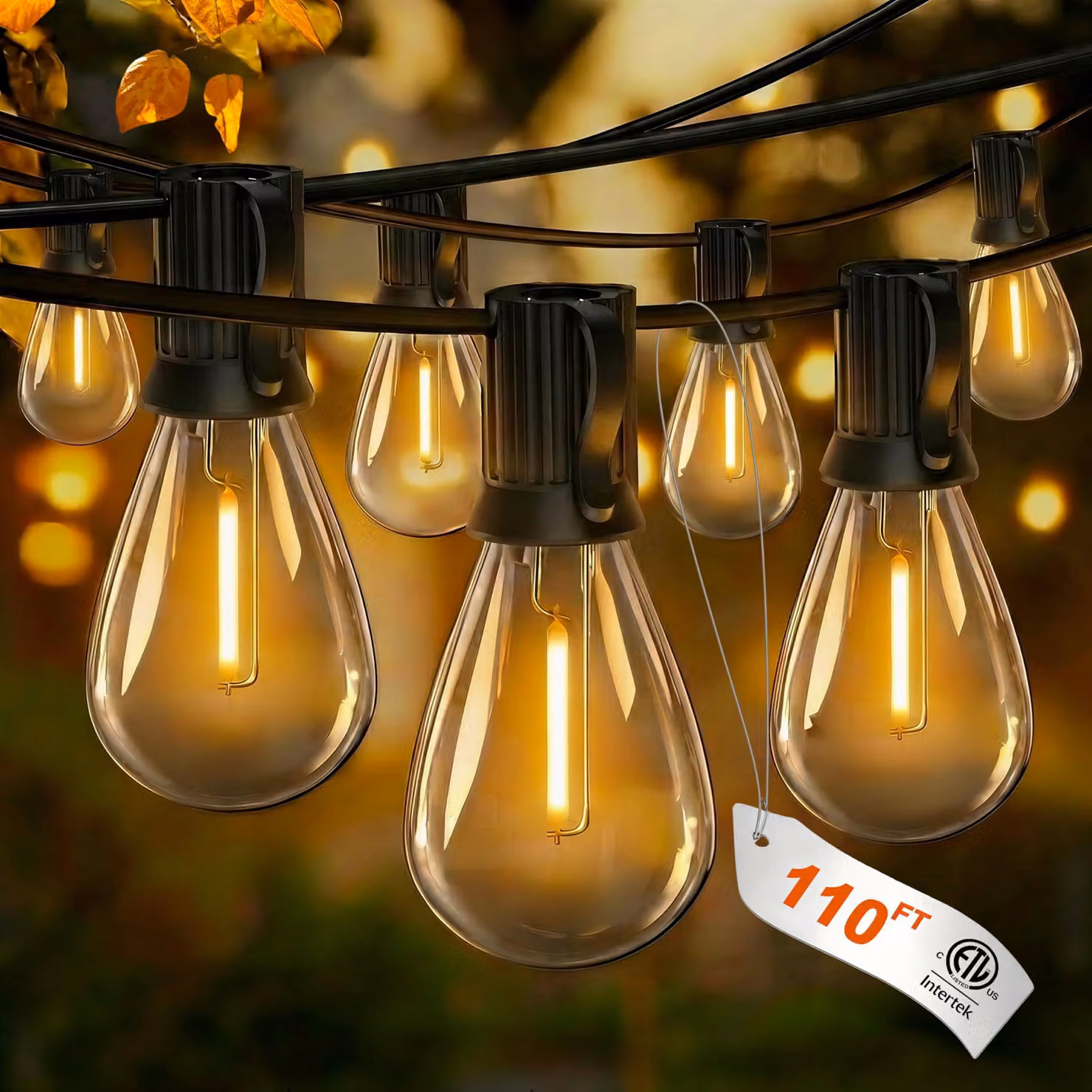 Catena luminosa a LED, 34 metri, 40 lampadine, grado di protezione IP65, luce bianco caldo, dimmerabile