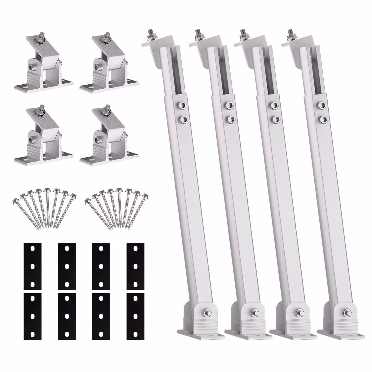 Supporto per pannelli solari, sistema di fissaggio a terra per moduli solari, struttura di montaggio regolabile, sistema di fissaggio per pannelli fotovoltaici sul tetto, kit di montaggio per 2 moduli solari