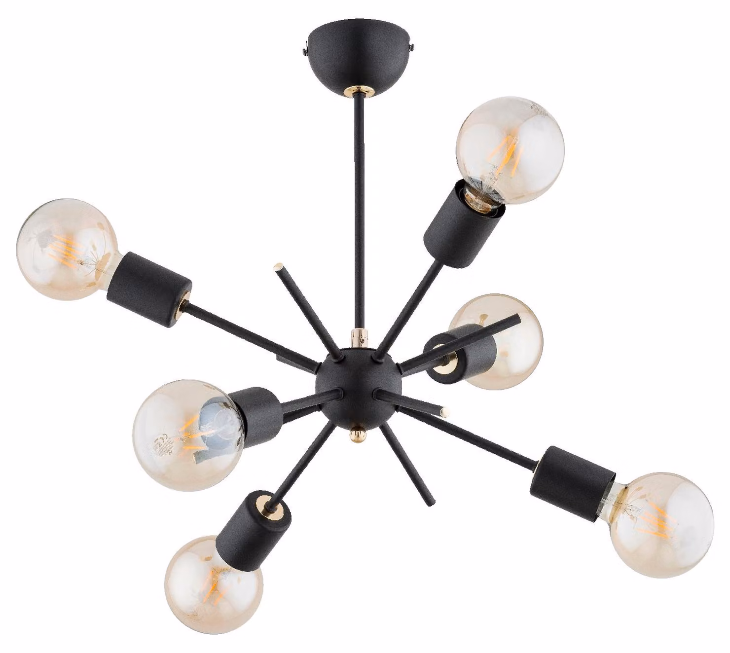 Lampada a sospensione IGEL nero-oro 6xE27x15W in metallo, dimensioni: 47x49x49 cm, IP20, Alfa