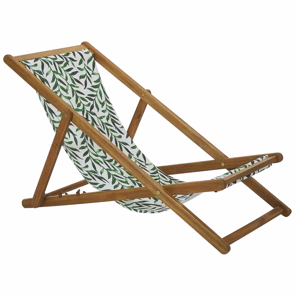 Set di 2 sedie a sdraio BELIANI in legno di acacia con tessuto floreale multicolore e poggiatesta regolabile per giardino e terrazzo – 2