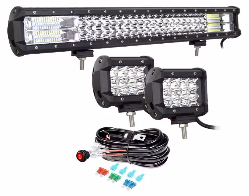 Striscia LED, alta luminosità, design impermeabile, kit di cablaggio da 23 pollici, 2 x 36W