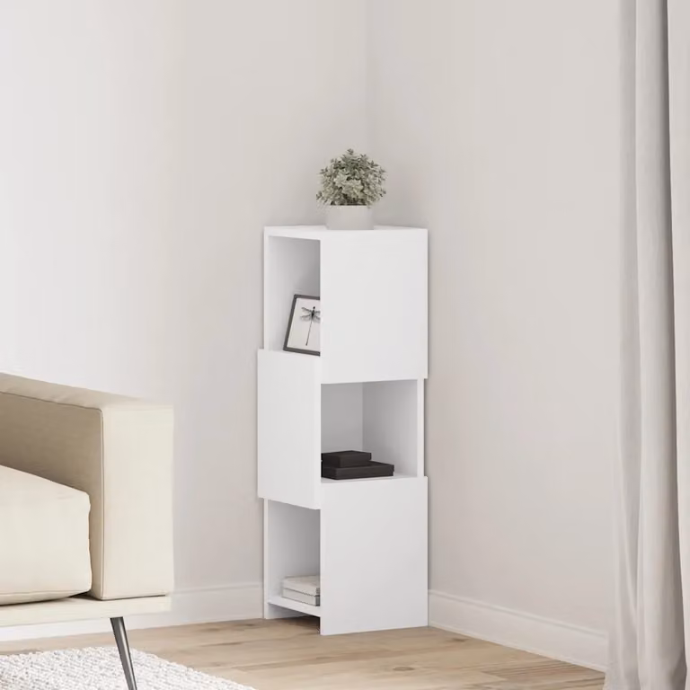 Mobile angolare vidaXL in legno ingegnerizzato bianco per soggiorno L/P/H: 25,5 x 25 x 80 cm