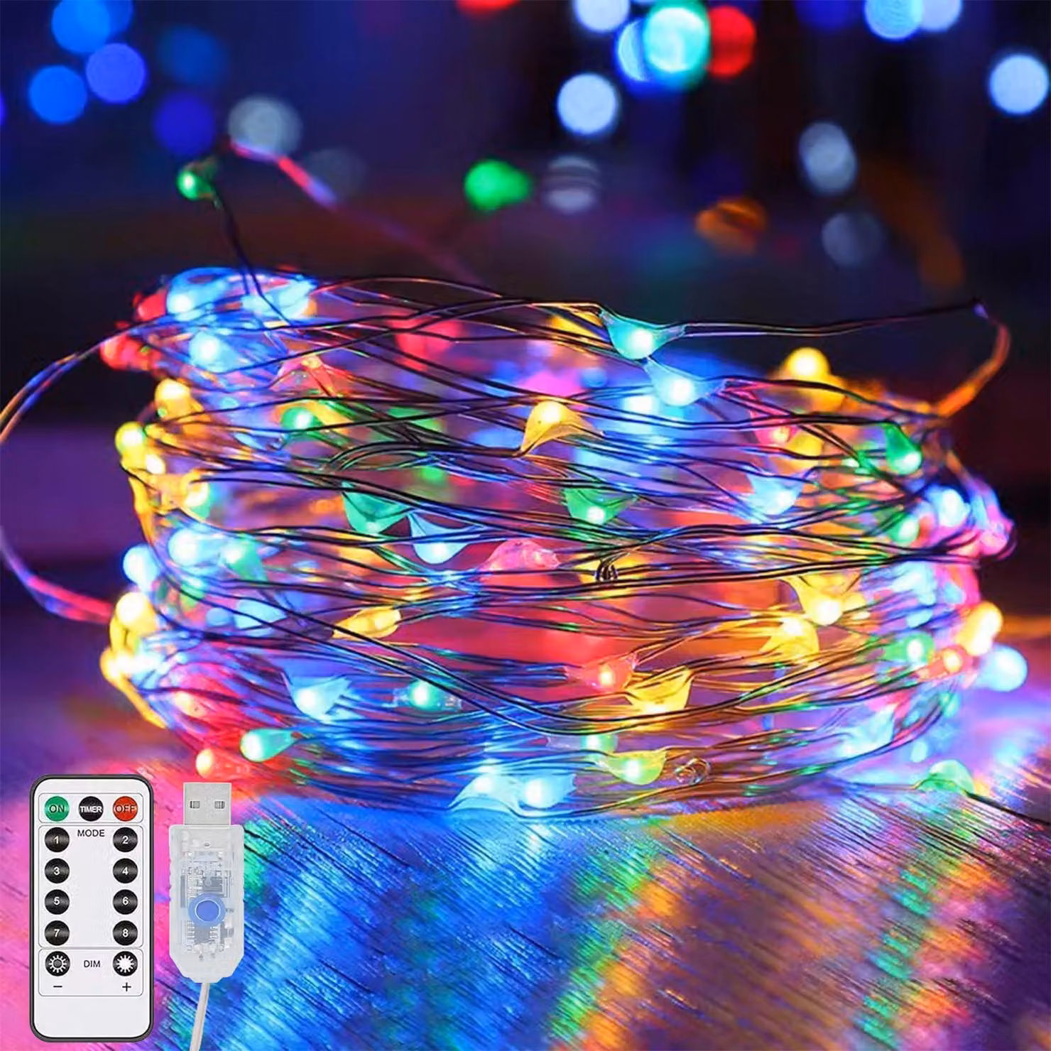 Catena luminosa a LED, 3 metri, 30 LED, multicolore, per uso interno