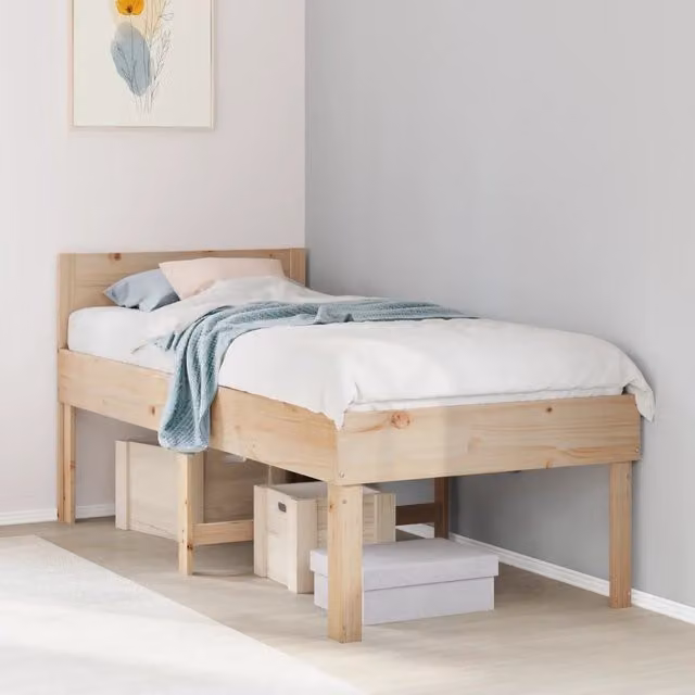Letto senza Materasso-Struttura Letto 90x190 cm in Legno Massello di Pino 366392