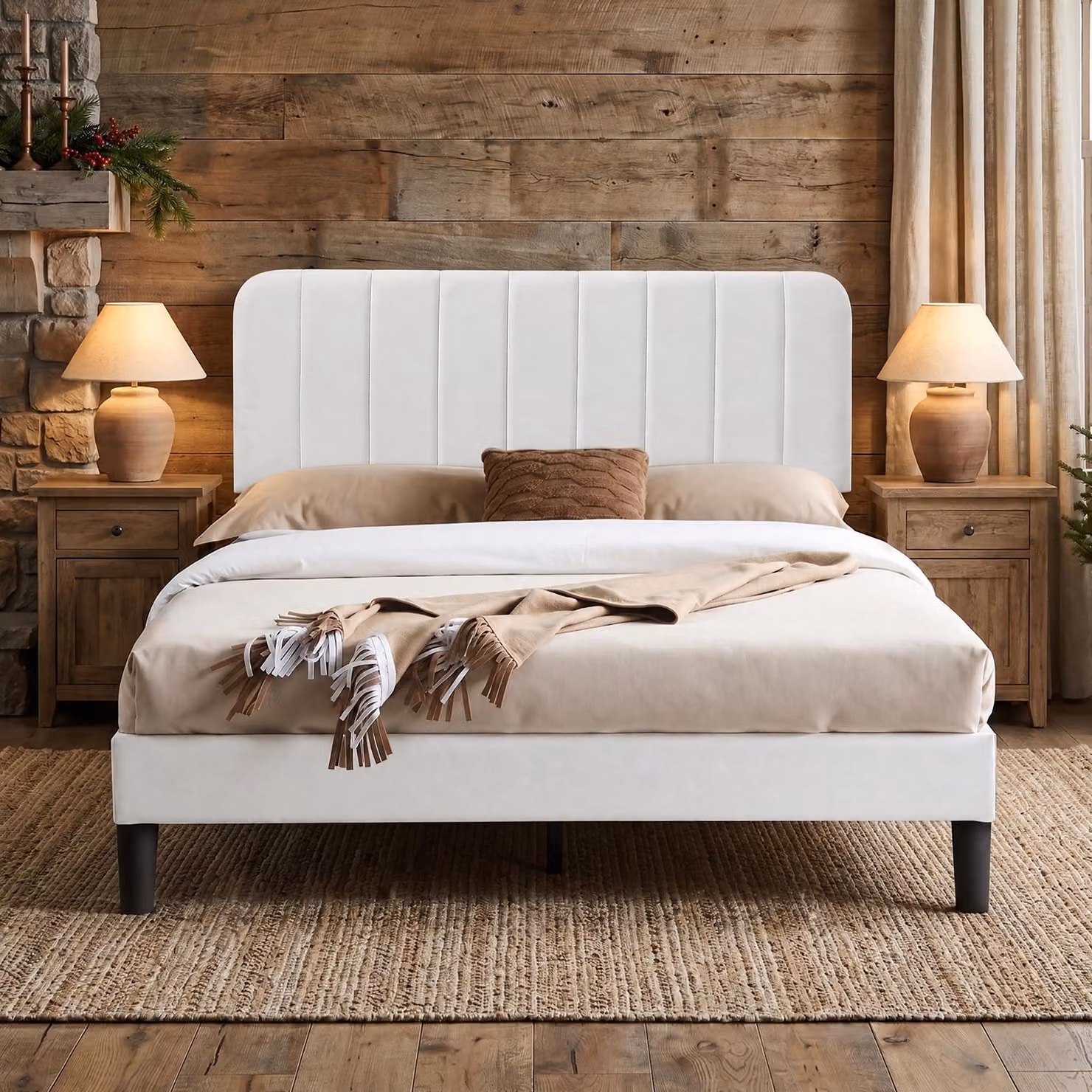 Letto imbottito VECELO, 140 x 200 cm, matrimoniale, con testiera regolabile in altezza, struttura robusta