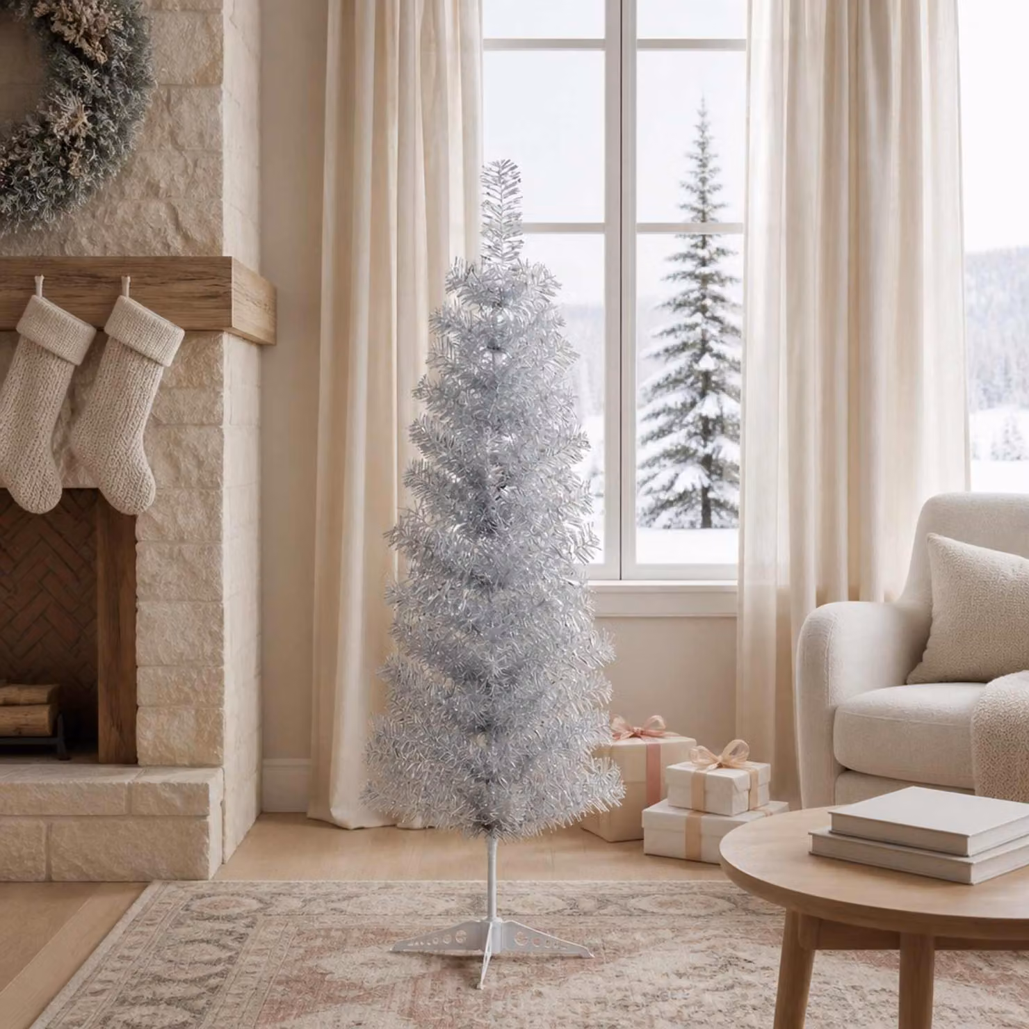 vidaXL Albero di Natale Artificiale Sottile 150 cm PVC e Acciaio