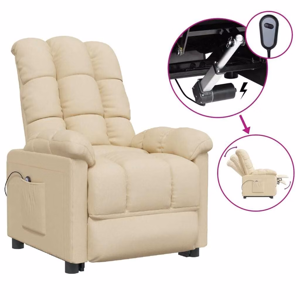 Poltrona relax elettrica in tessuto crema