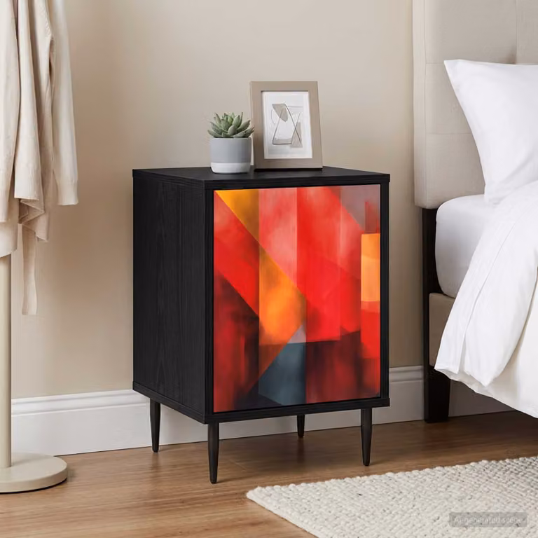 Set di 2 Armadi da Notte vidaXL HEESCH Moderni in Rovere Nero, L/P/H: 36 x 33 x 51 cm