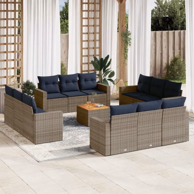 Maison Exclusive - Set Divani da Giardino 13 pz con Cuscini Grigio in Polyrattan