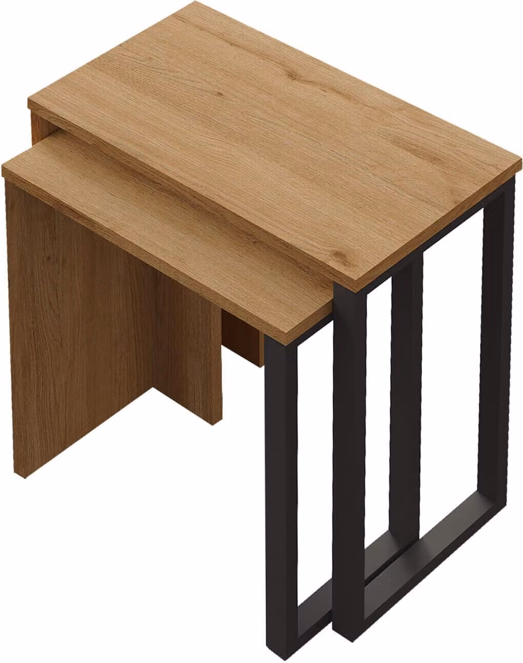 Tavolini Rebecca Mobili Akad 53x51x29,5 truciolato ferro rovere chiaro grigio scuro moderno SET 2 pezzi