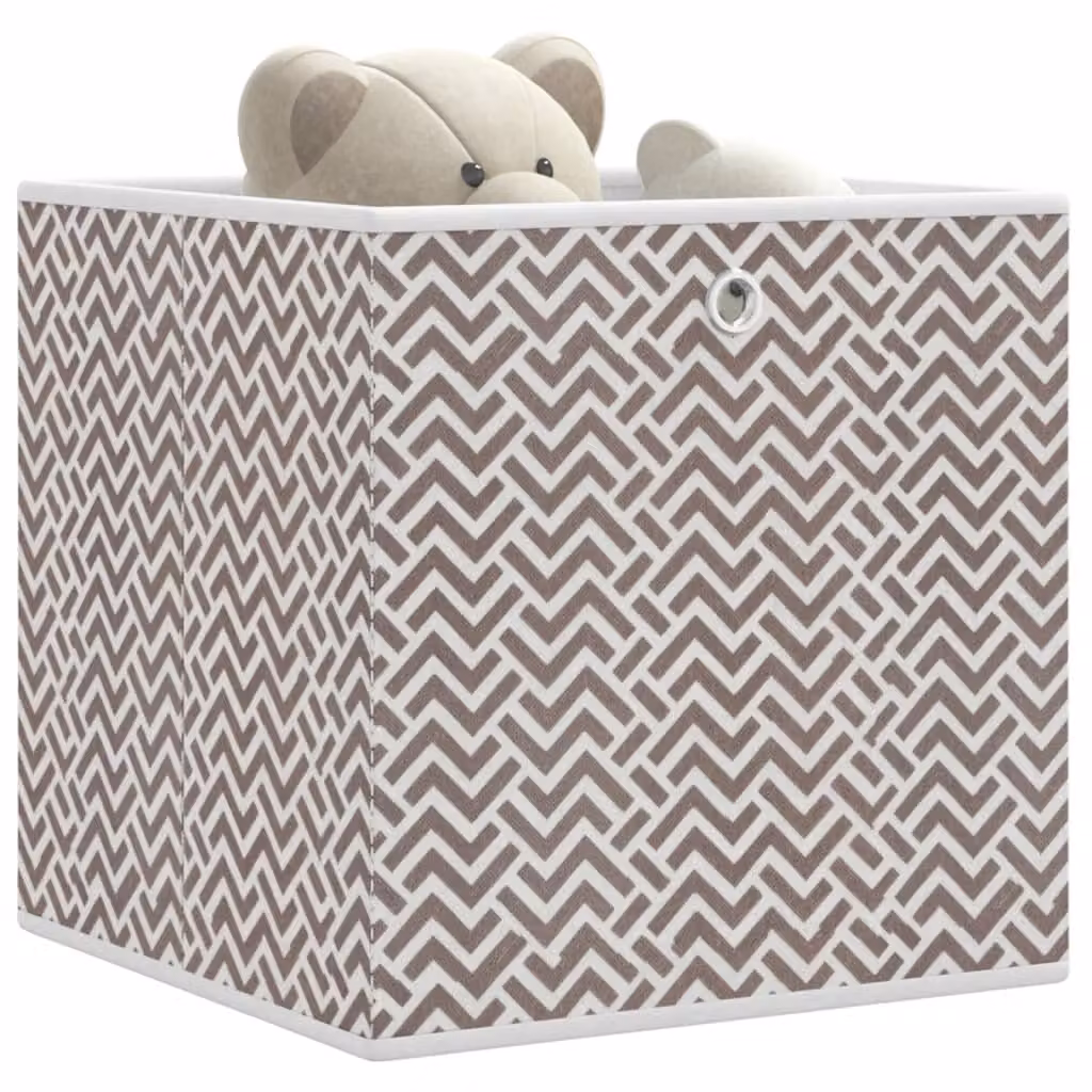 Set di 4 scatole portaoggetti pieghevoli vidaXL in tessuto non tessuto, colore marrone, L/P/H: 32 x 32 x 32 cm