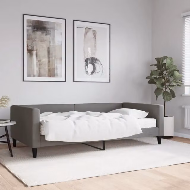 Divano Letto Moderno vidaXL in Tessuto Grigio con Materasso in Schiuma L/P/H: 223 x 110 x 68 cm – 1