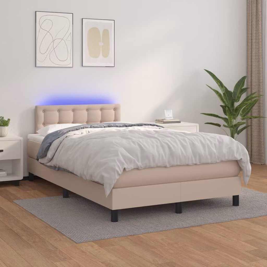 Maison Exclusive - Giroletto Molle Materasso e LED Cappuccino 120x200cm Pelle finta