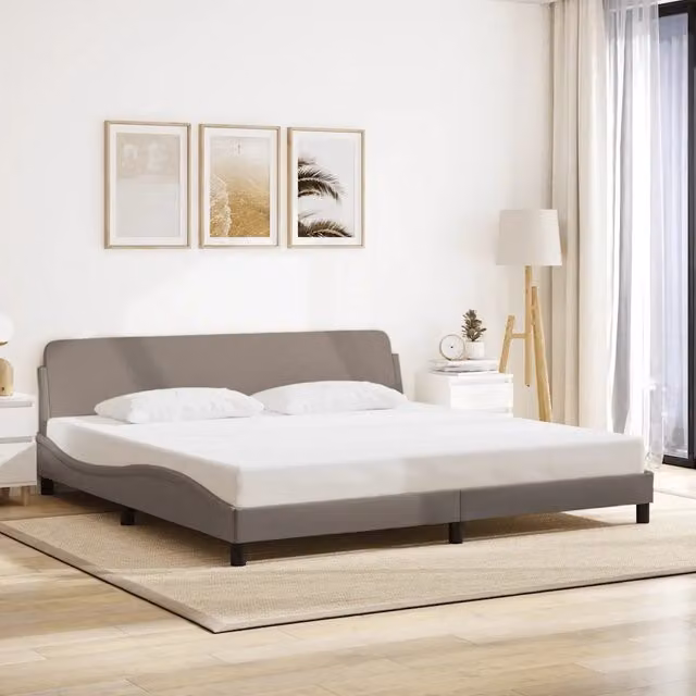 Giroletto-Struttura Letto Dover Tortora 200x200 cm in Tessuto