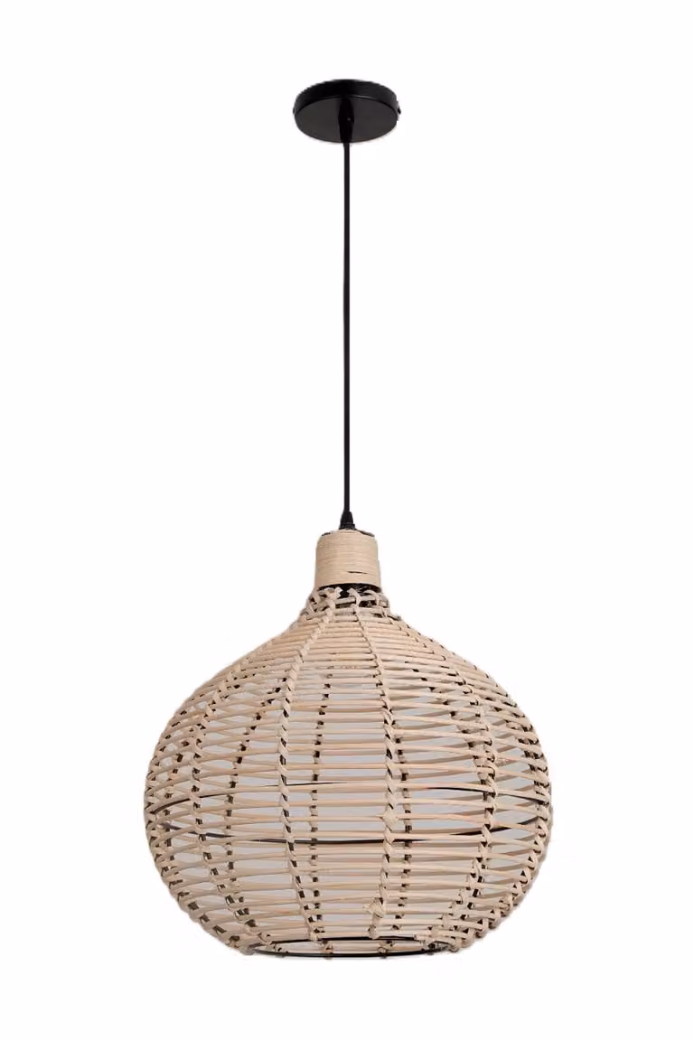 REDDI piccola lampada a sospensione Boho RATTAN decorativa intrecciata naturale a sbalzo lampada a sospensione soggiorno rattan tavolo da pranzo lampada a sospensione sala da pranzo colore: naturale (Ø36cm)