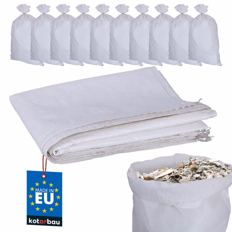 KOTARBAU® Set di 10 sacchi in PP 60x105cm 50kg per carichi pesanti bianco