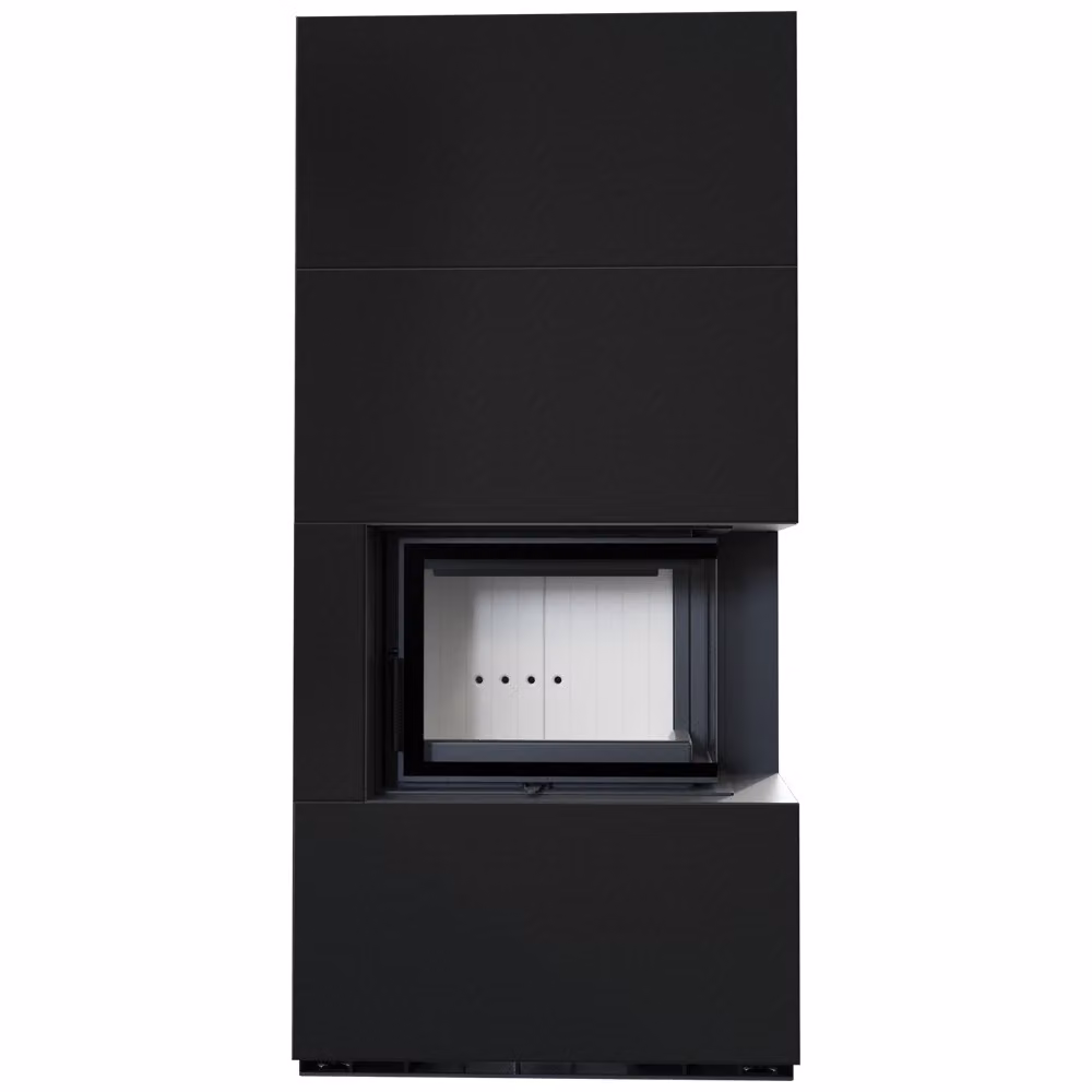 Inserto per caminetto KRATKI FLOKI destro 8 kW Ø 160 Kit pannello in granito ZIMBKRATKI ABWE NERO