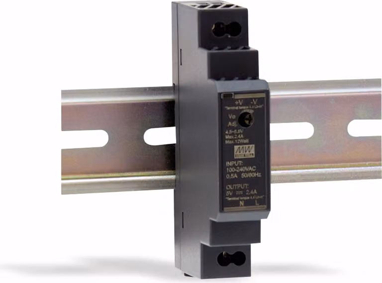 Alimentatore switching per guida DIN MEAN WELL HDR-15-5, 5 V-/2,4 A