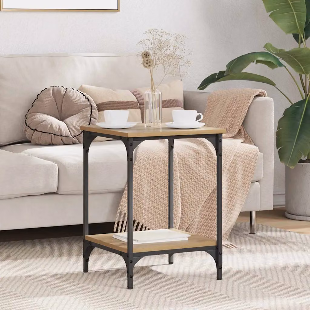 vidaXL Tavolino da salotto in stile industriale color rovere marrone L/P/H: 40 x 40 x 55 cm