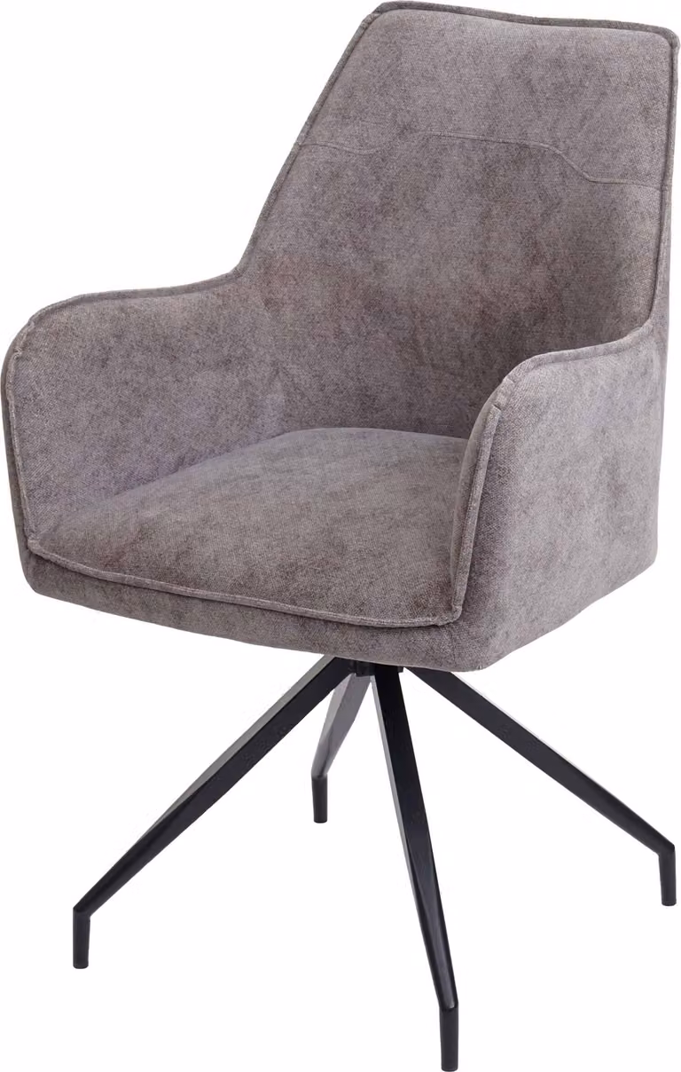 Sedia da pranzo HWC-K15, sedia da cucina sedia imbottita con braccioli, tessuto/tessuto metallo ~ grigio scuro
